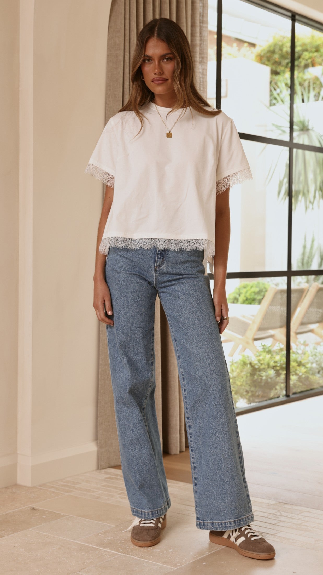 Clare Lace Back T-Shirt - White