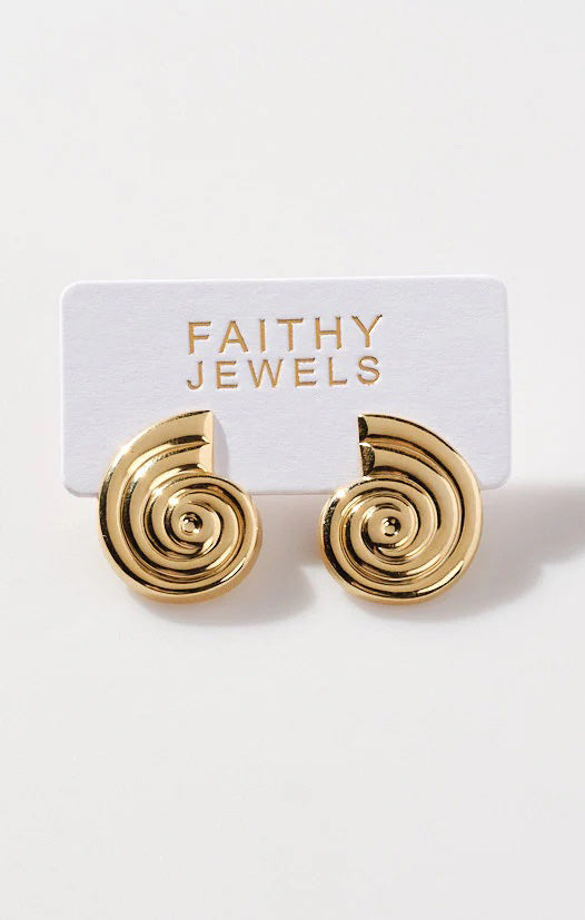 Faithy Jewels Sarah Shell Earrings ~ Gold