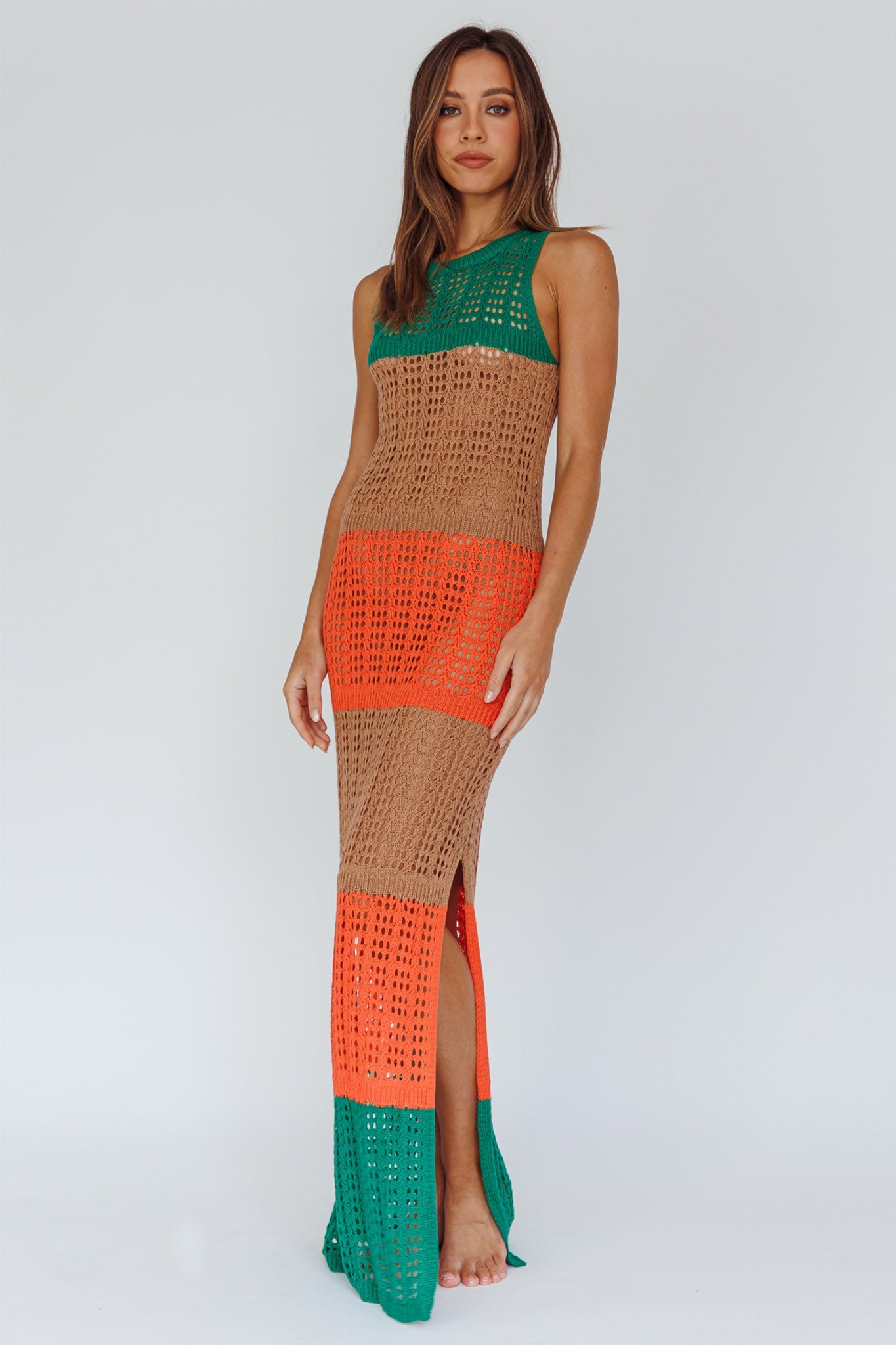 Wild Thing Crochet Maxi Dress Green