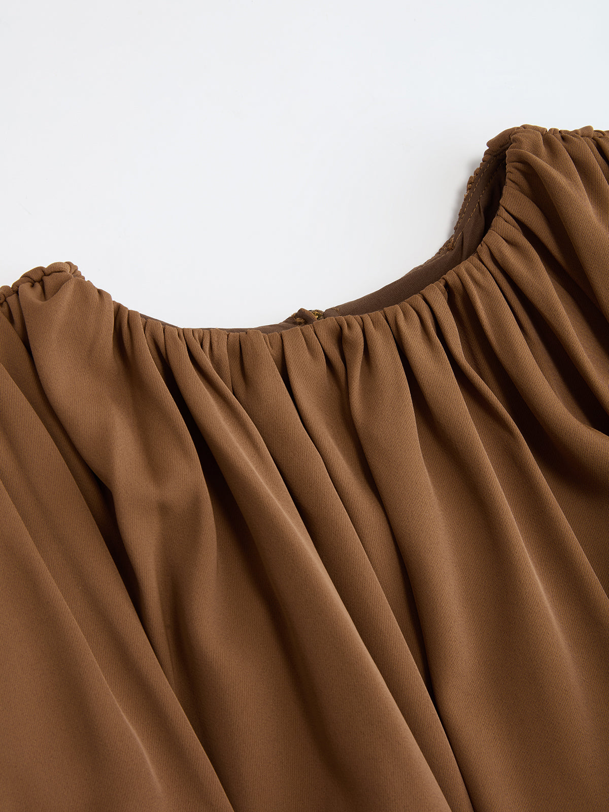 Loose Ruched Puff-Sleeve Cropped Blouse