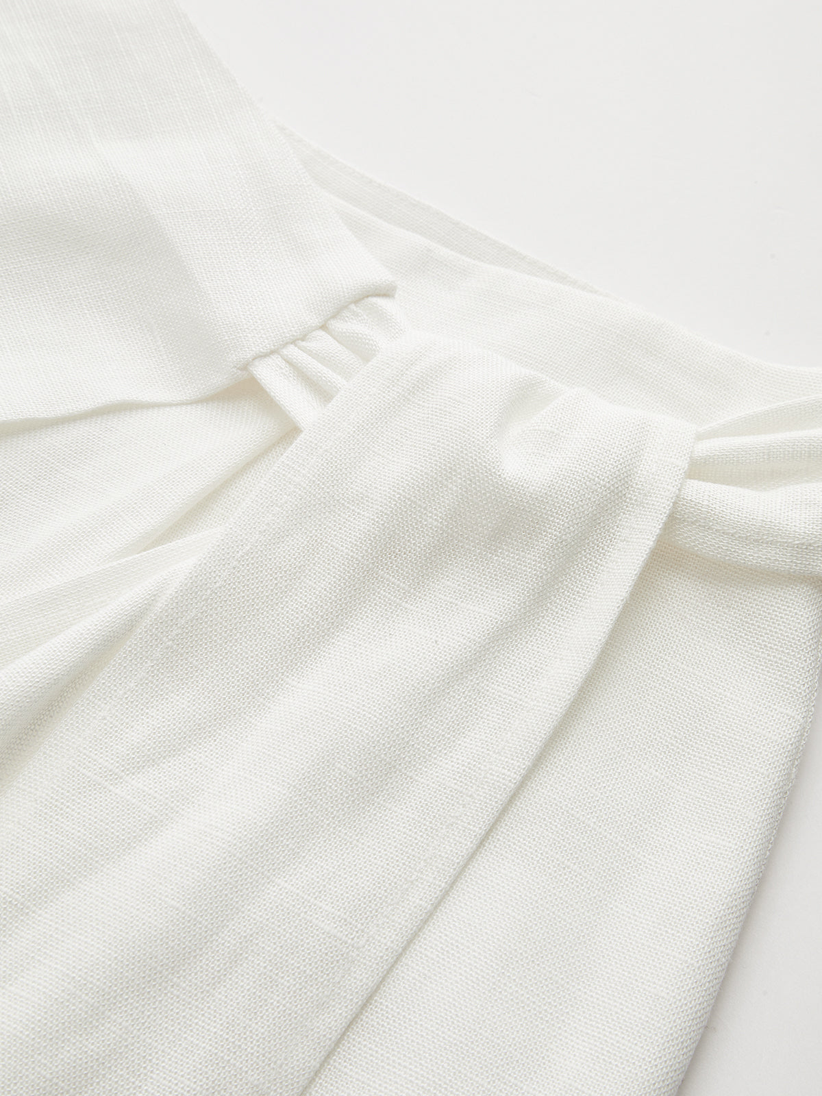 Bow Tie Wrap Linen Wide Leg Pants