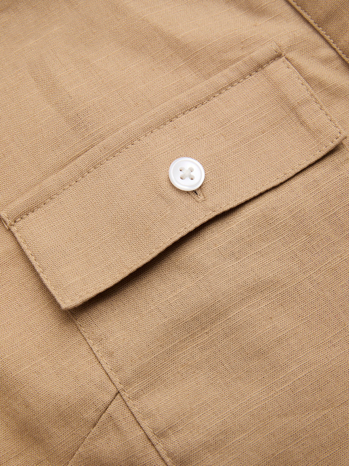 Linen-Cotton Drawstring Cropped Shirt