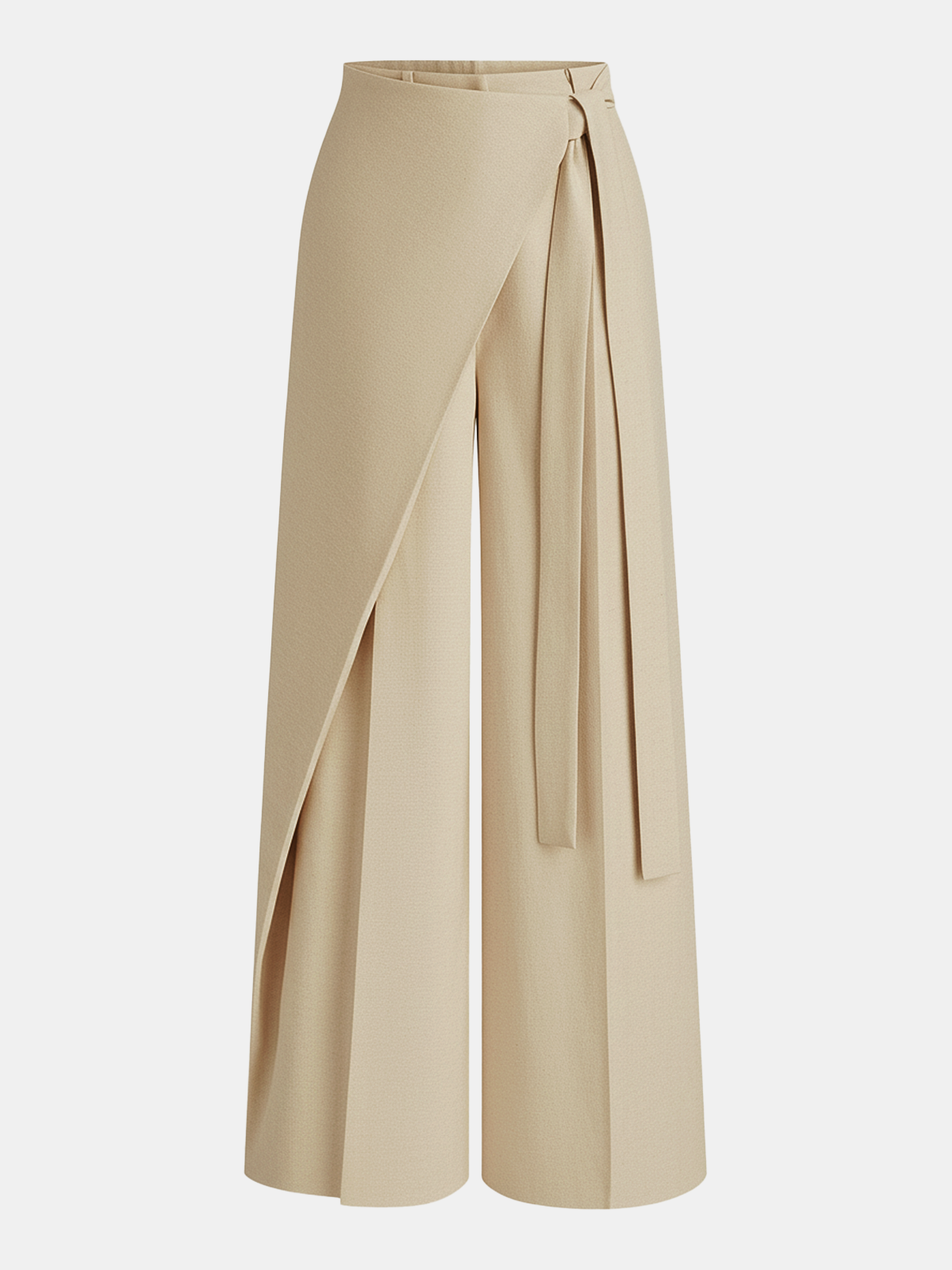 Puddle Hem Asymmetric Wrap Wide-Leg Pants