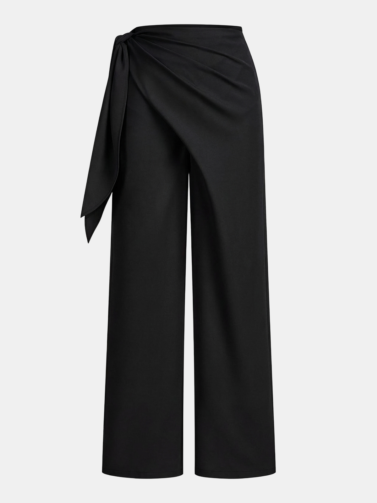Draped Wrap Wide-Leg Pants