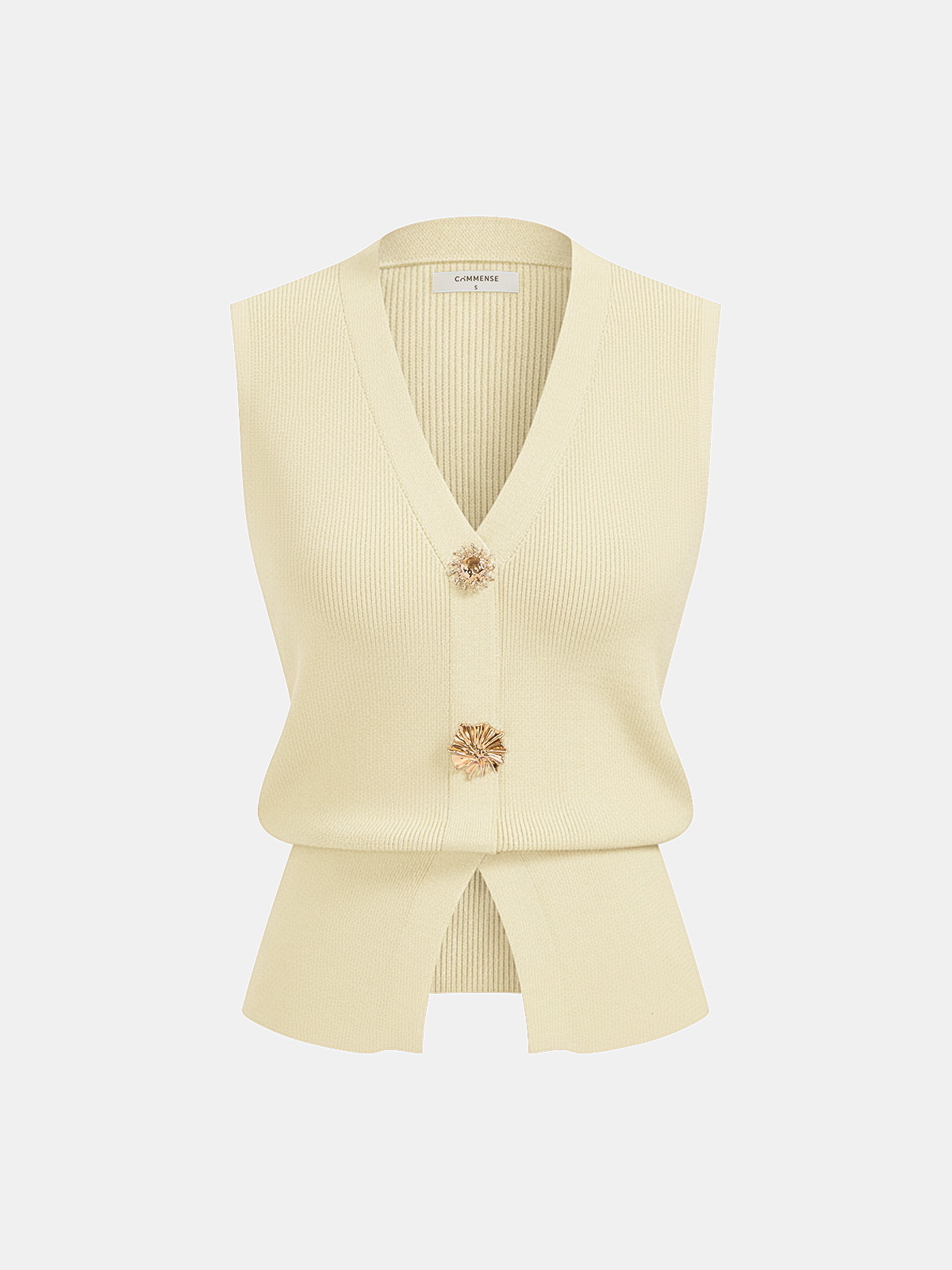 Decorative Button V Neck Knit Vest