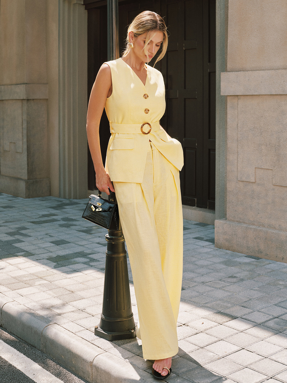 Tencel Linen Blend Belted Vest