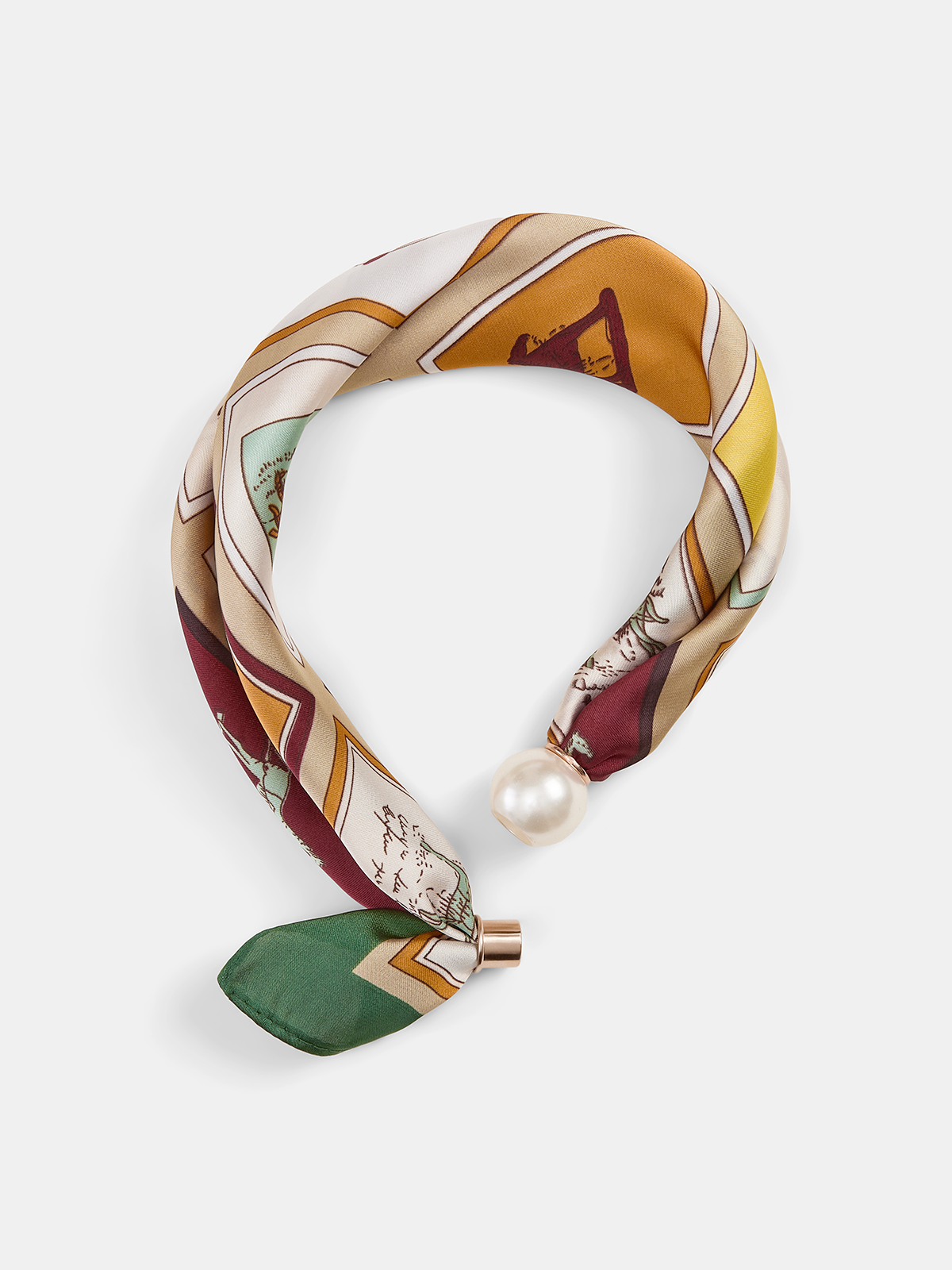 Pearl Accent Printed Scarf