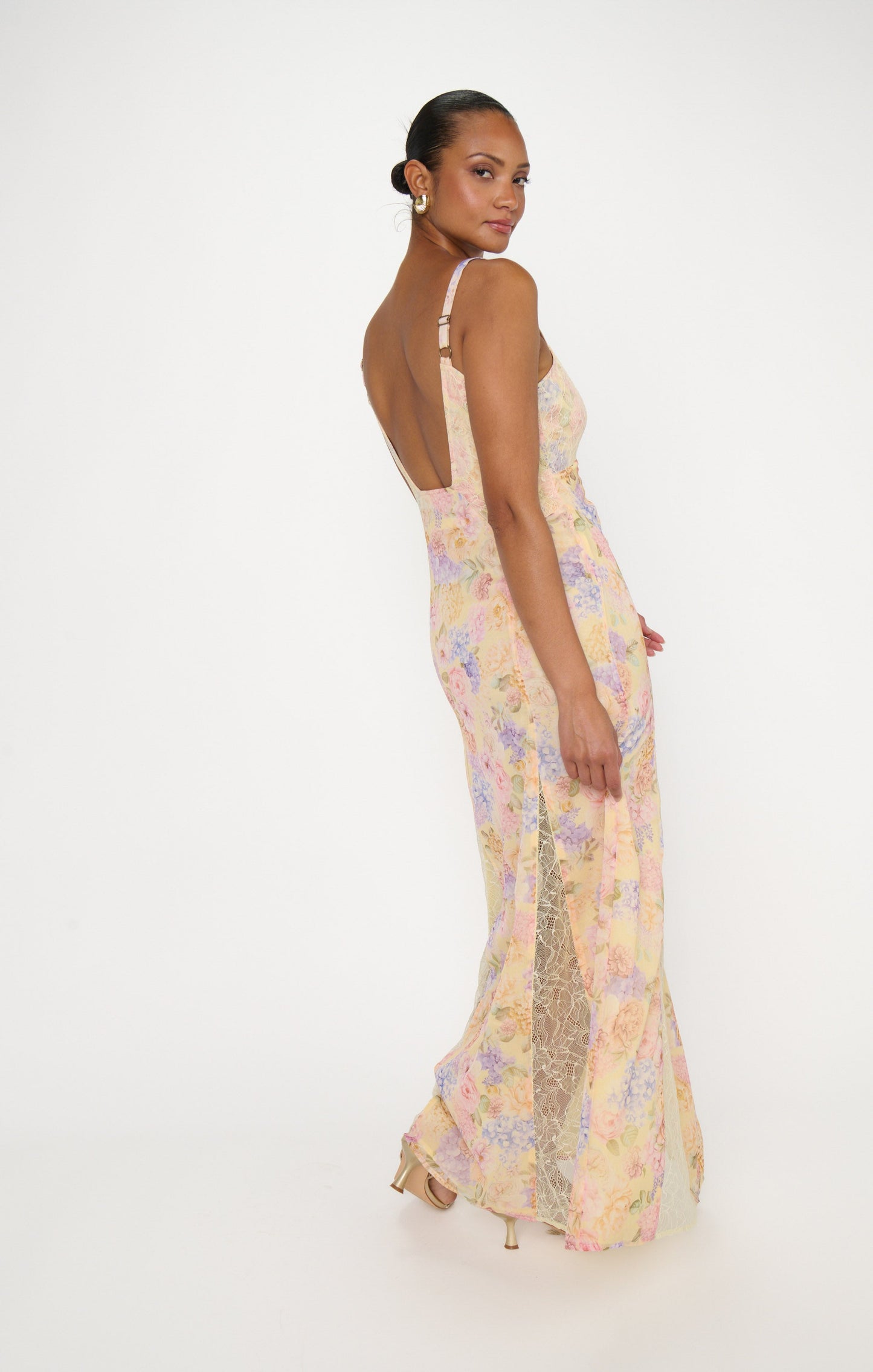 Amber Maxi Dress ~ Pale Yellow Blooms
