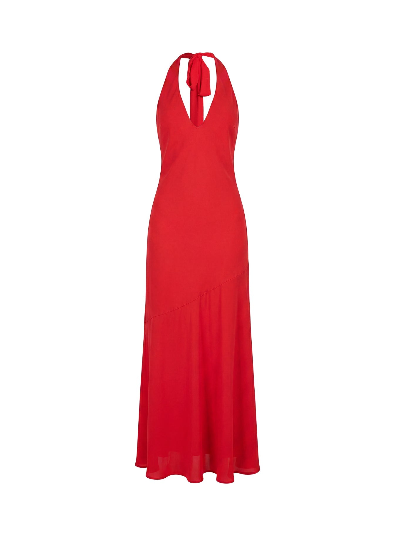 Luannie Halter Scarf Tie Maxi Dress Red