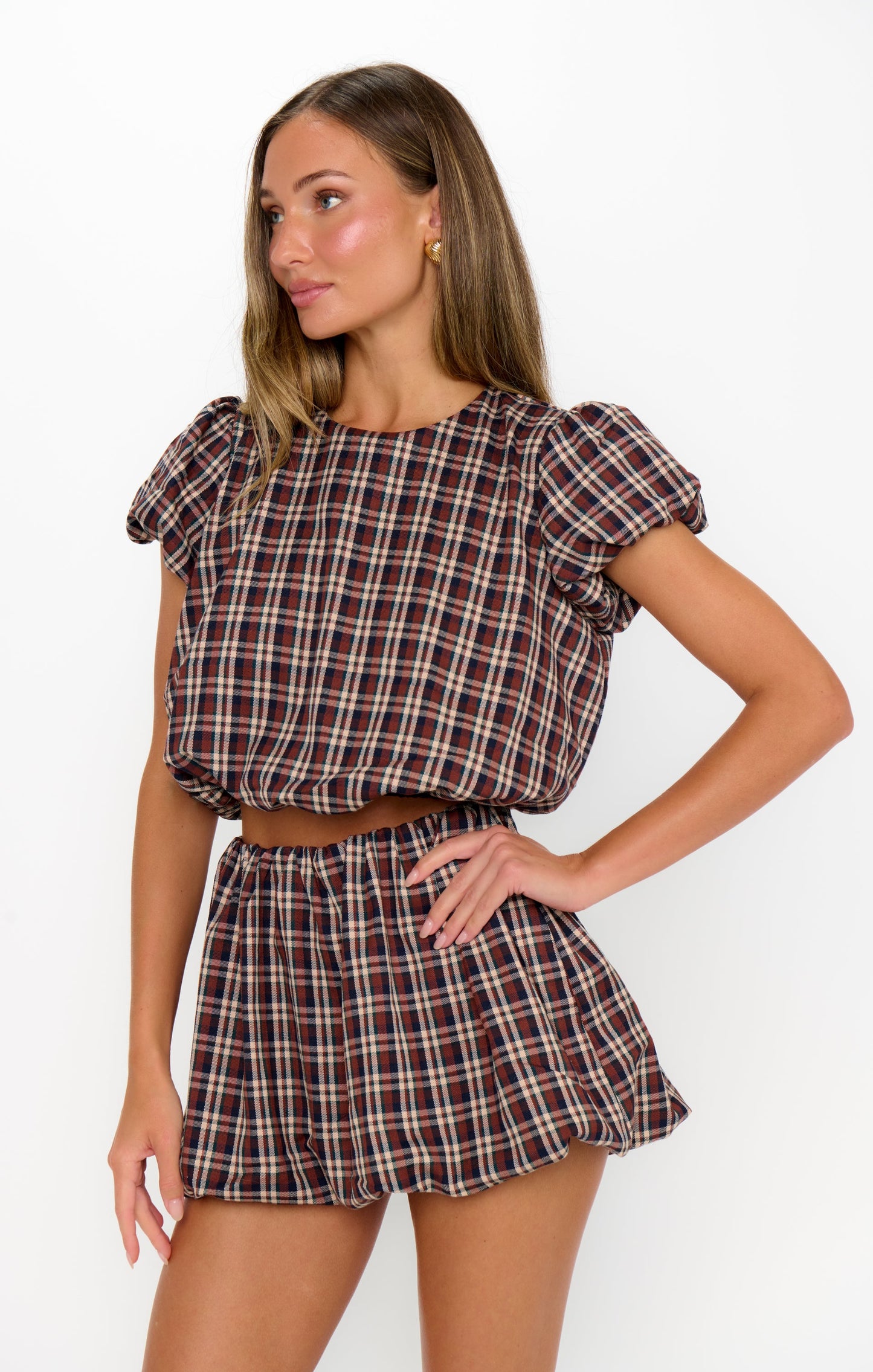 Highland Crop Top ~ Saddle Plaid