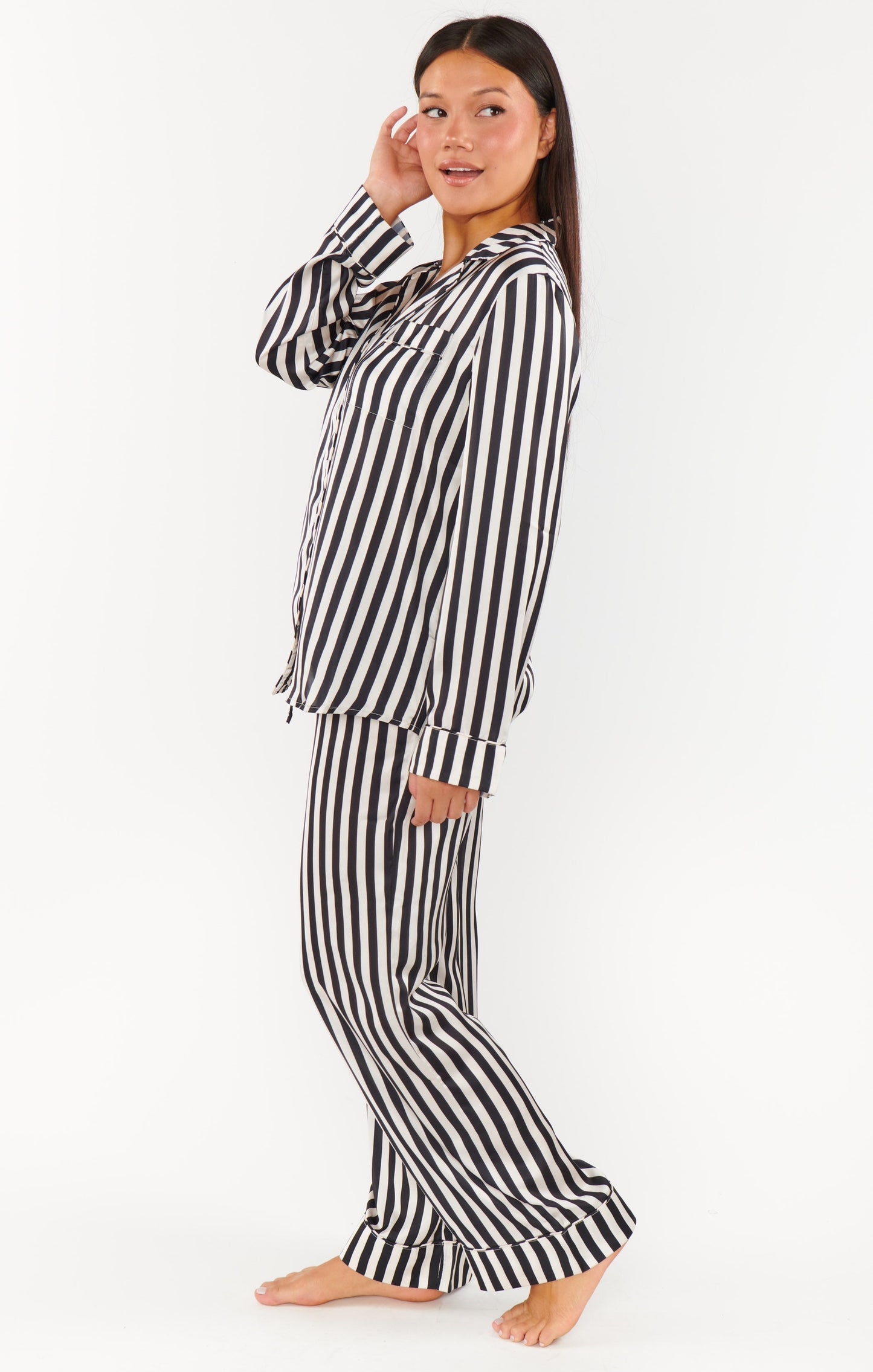 Classic PJ Set ~ Midnight Stripe Silky