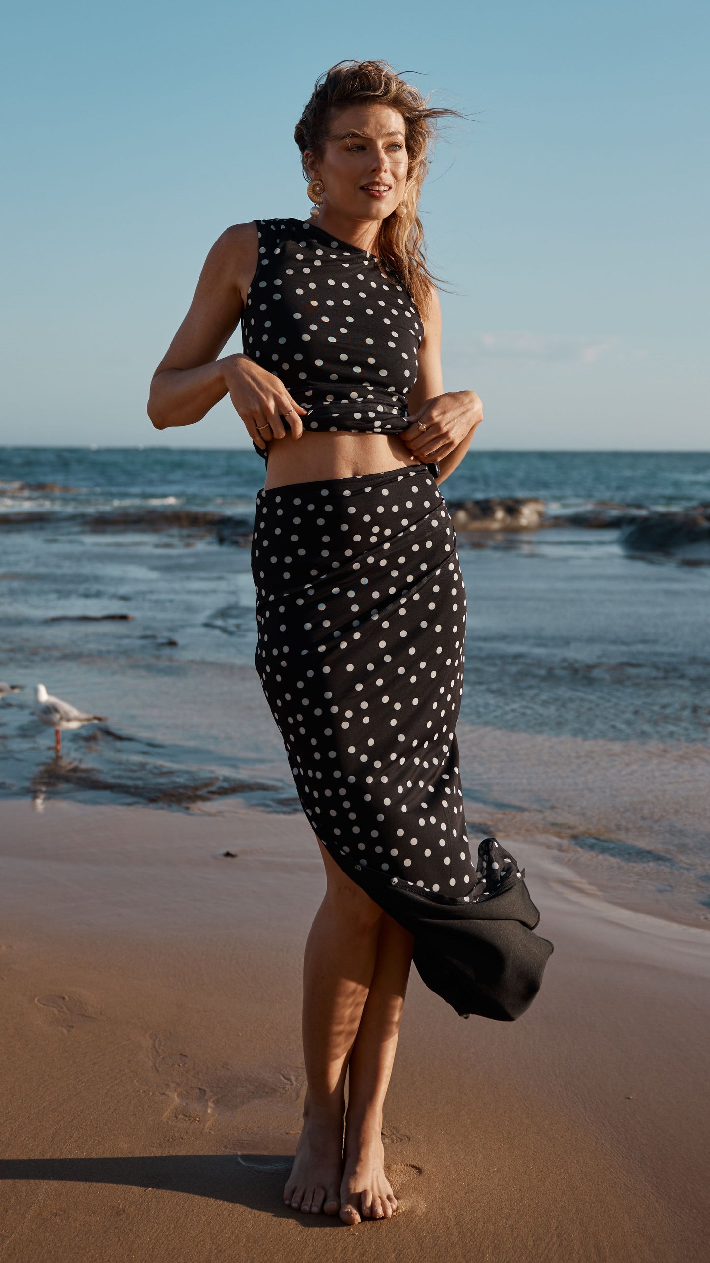 Janika Maxi Skirt - Black/White Polka Dot