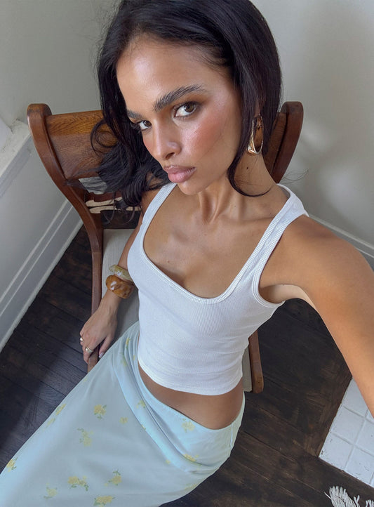 Baseline Square Neck Rib Tank Top White