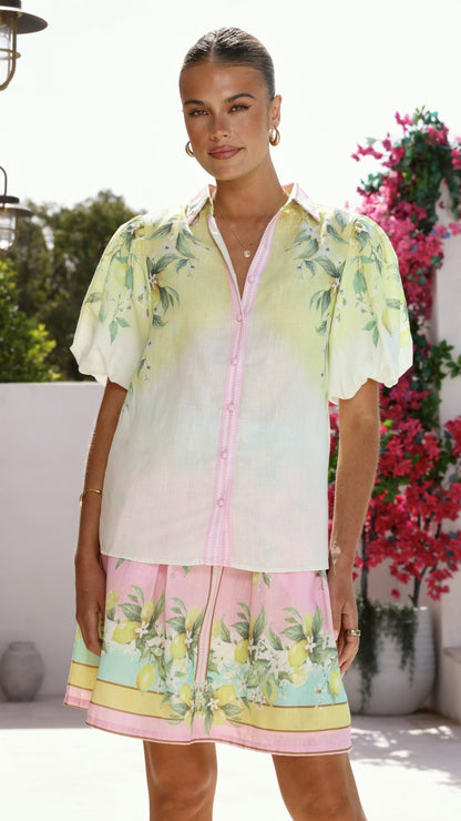 Verena Button Up Shirt - Rosé Lemonade