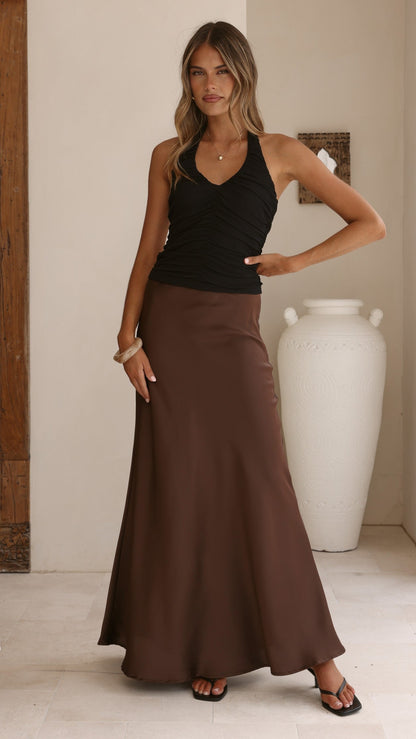 Kylie Halter Neck Top - Black