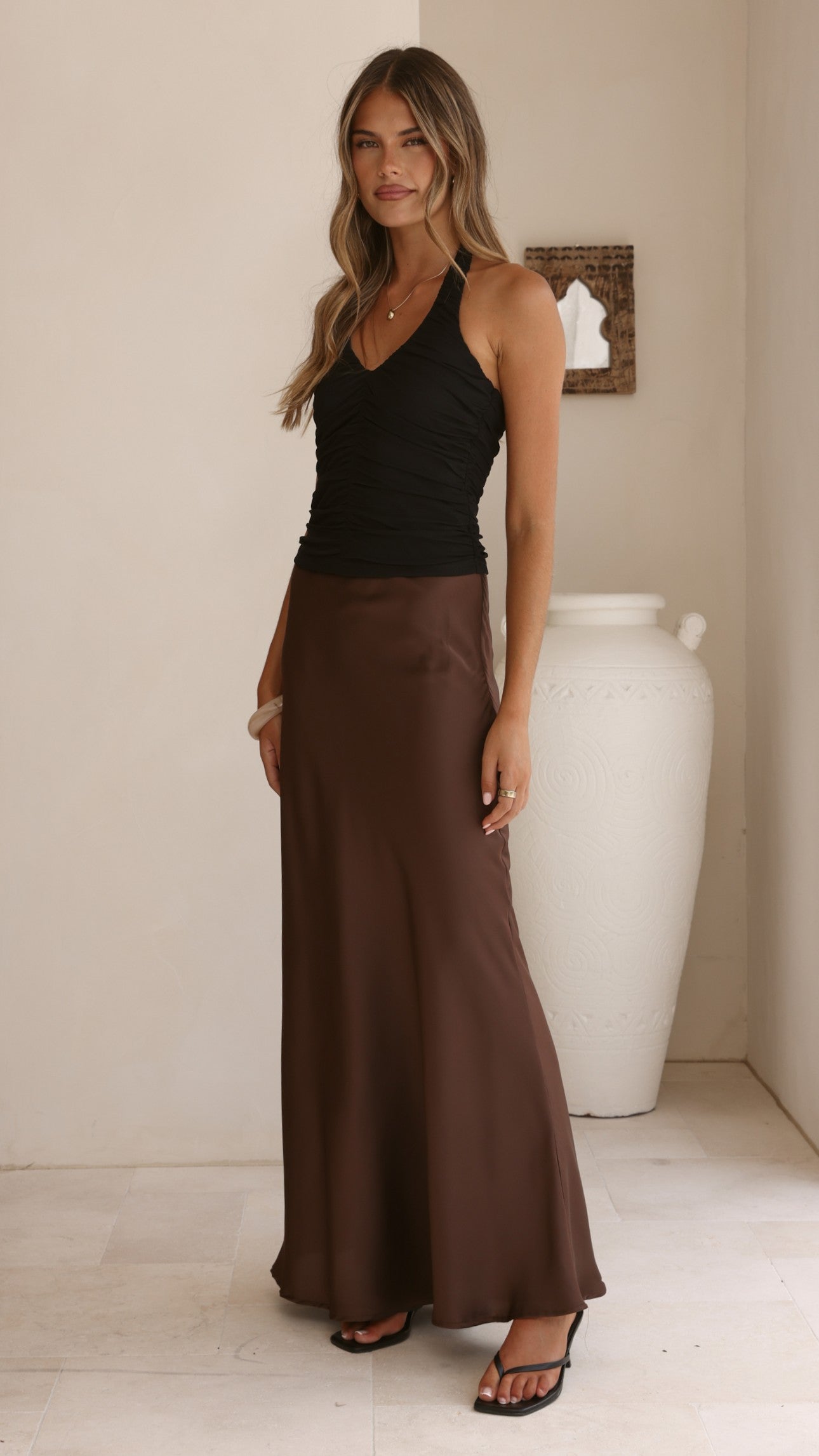 Kylie Halter Neck Top - Black