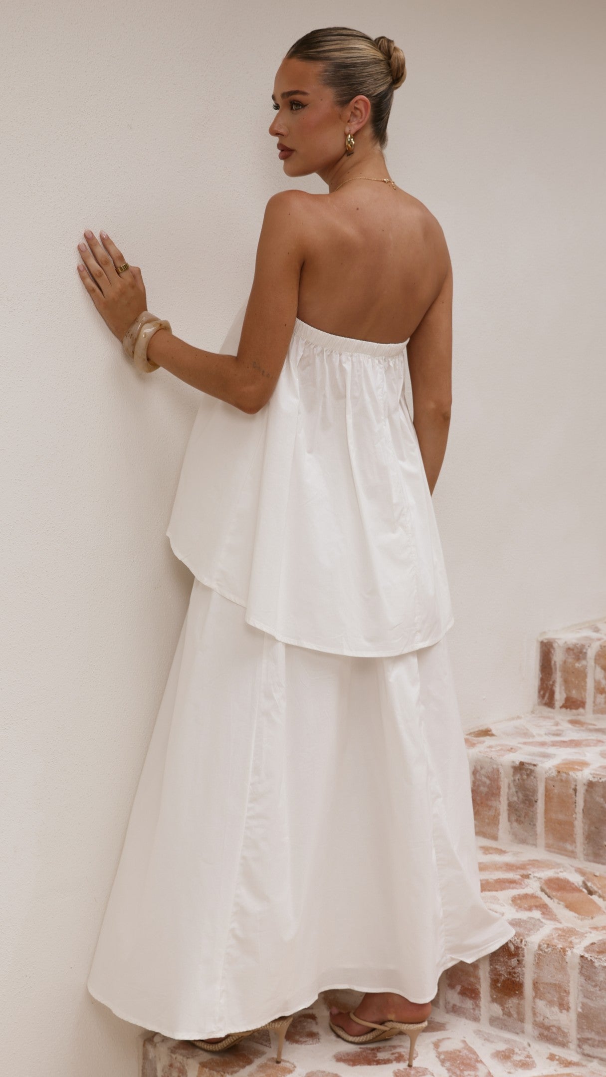 Makala Strapless Top and Maxi Skirt Set - White