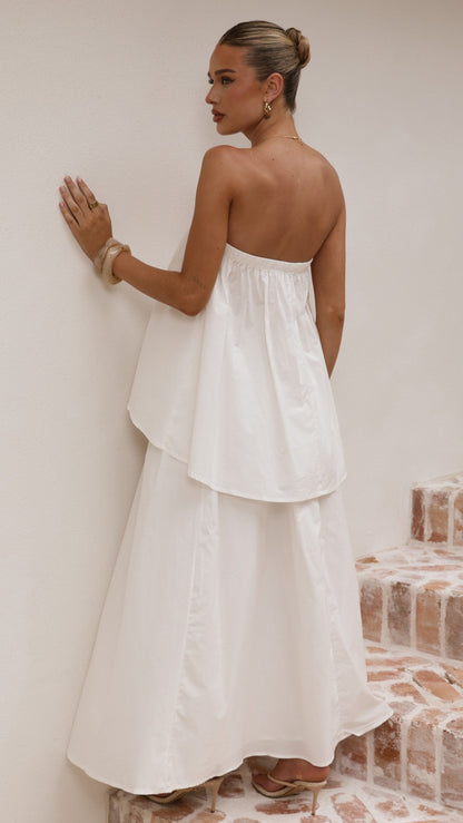 Makala Strapless Top and Maxi Skirt Set - White