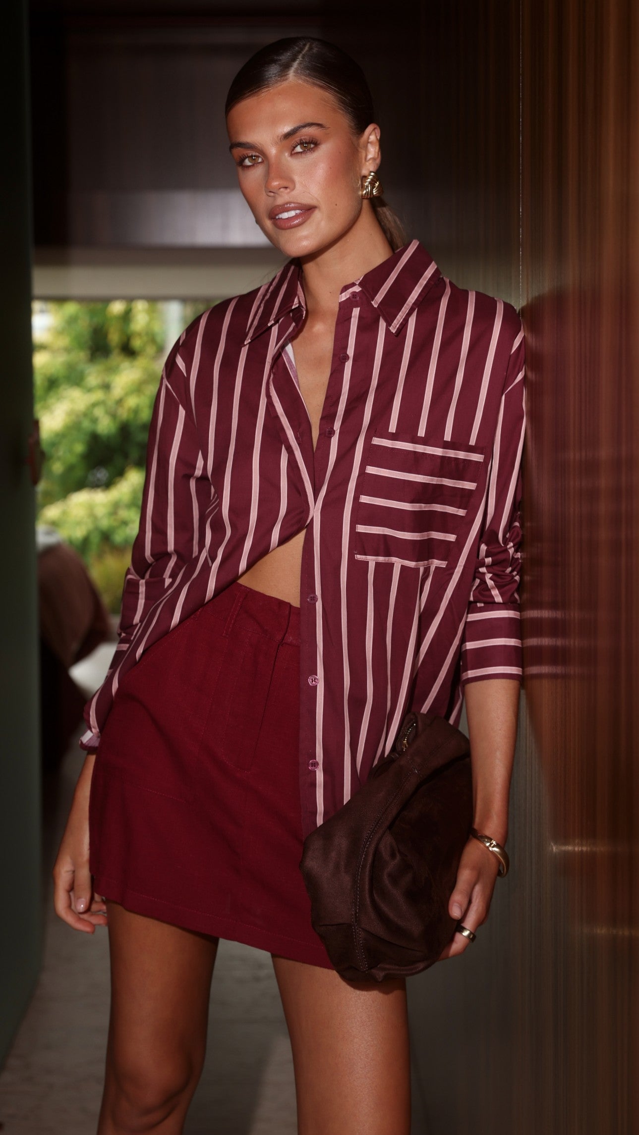 Charla Mini Skort - Burgundy