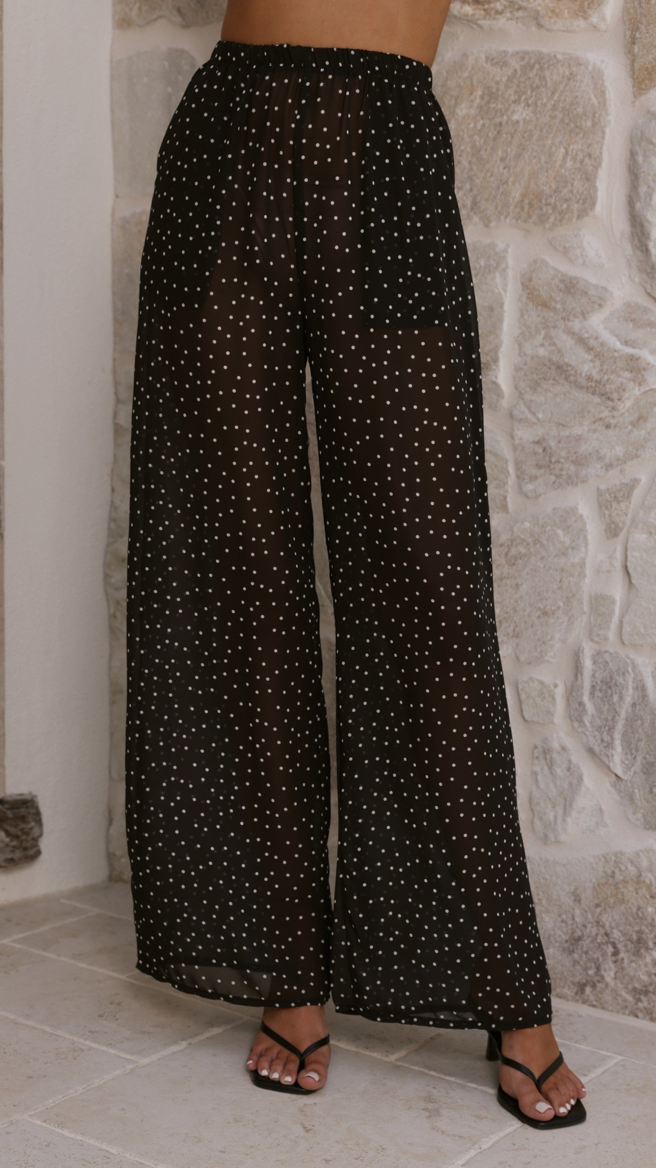 Rubi Top and Pants Set - Black Polka