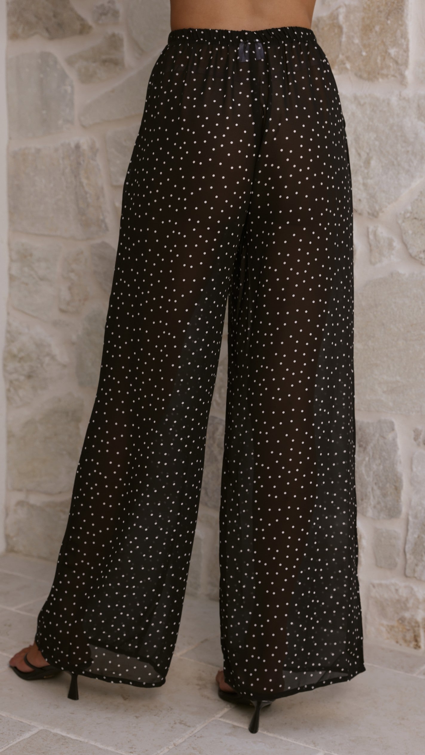 Rubi Top and Pants Set - Black Polka