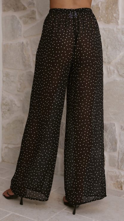 Rubi Top and Pants Set - Black Polka