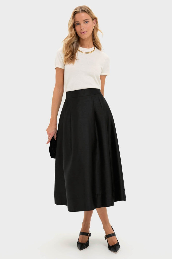 Black Dupioni Kendall Skirt