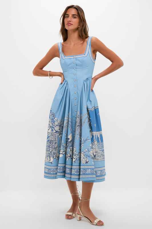 Blue Villa Romantica Midi Dress