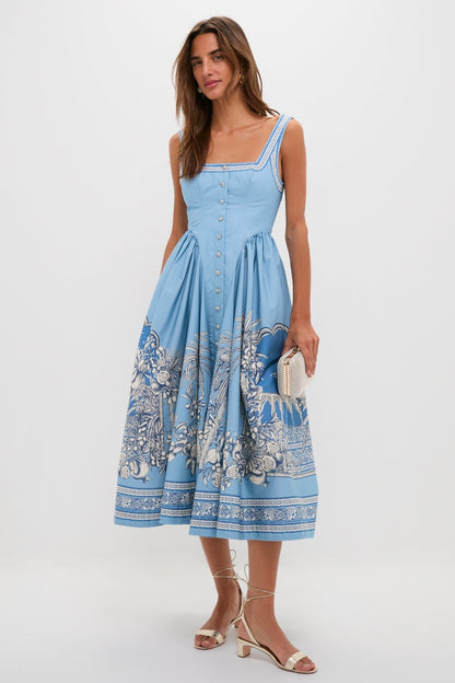 Blue Villa Romantica Midi Dress