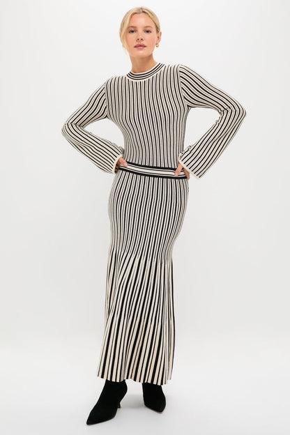 Black and Ivory Striped Maxi Dress