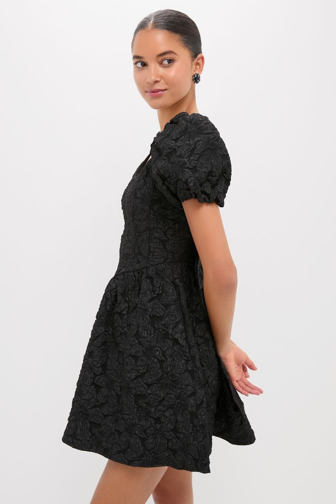 Black Jacquard Mini Dress