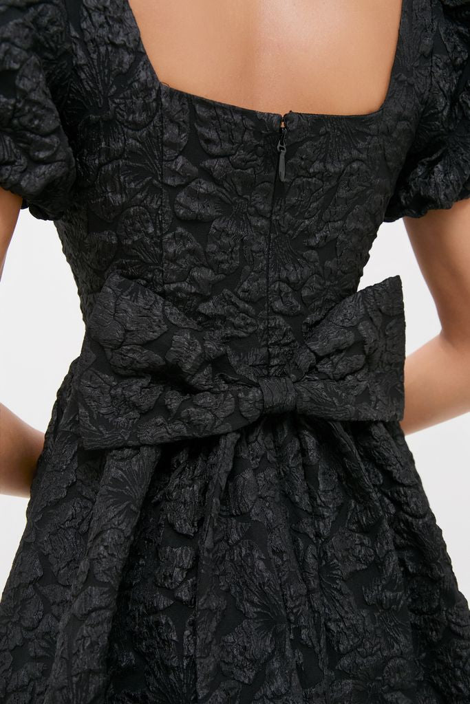 Black Jacquard Mini Dress