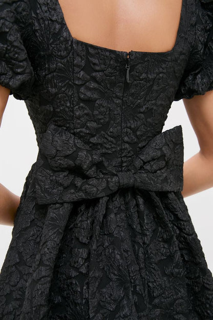 Black Jacquard Mini Dress