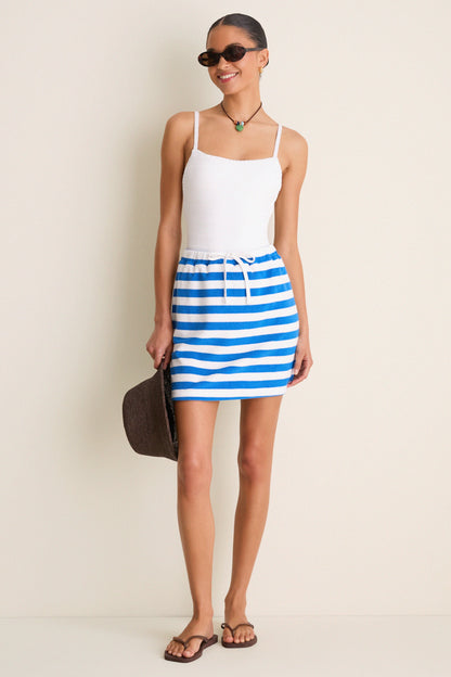 Azure Stripe Mini Terrycloth Skirt