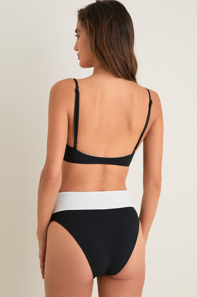 Black and Coconut Bare Amira Crop Bikini Top