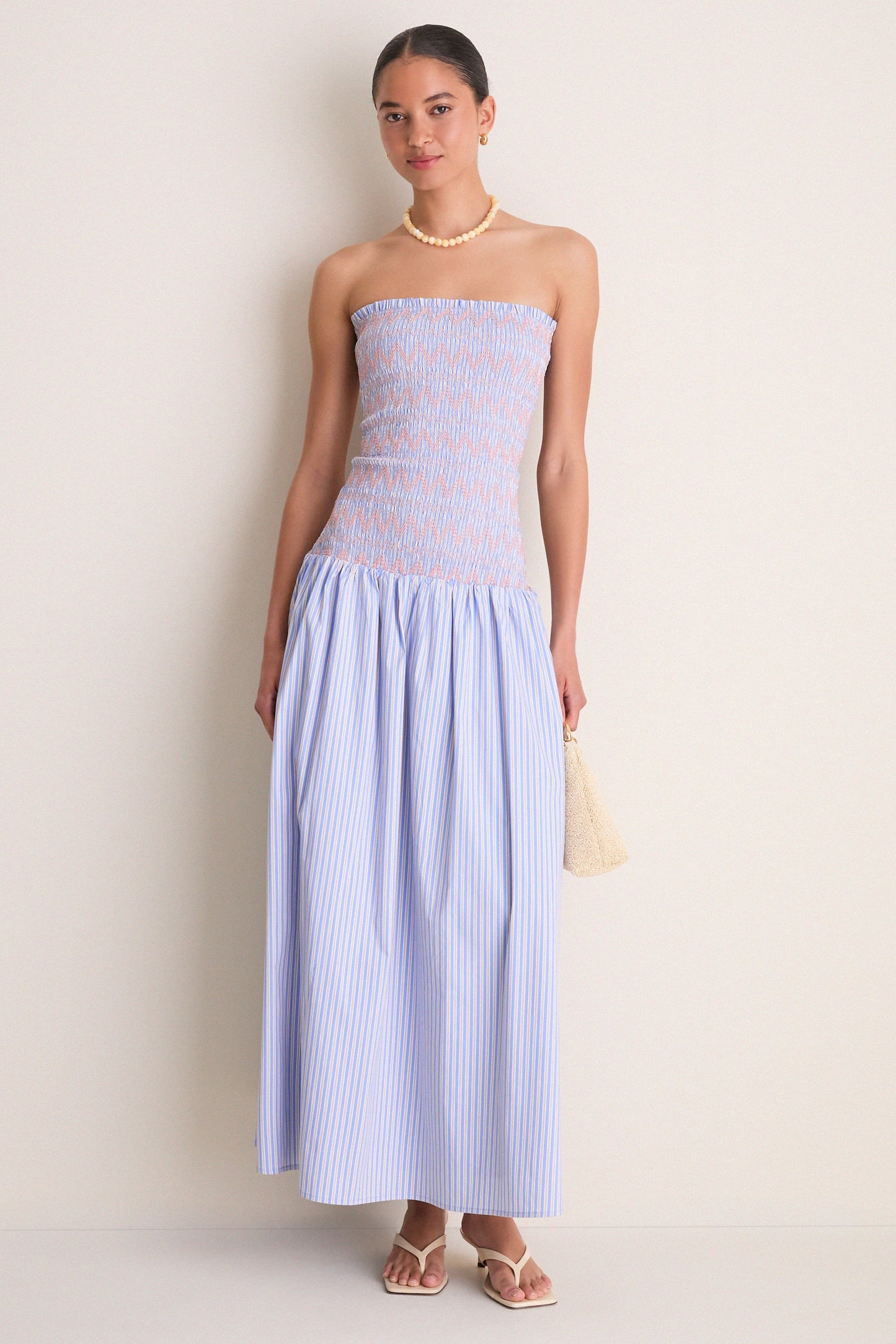 Blue Multi Eleni Smocked Midi Dress