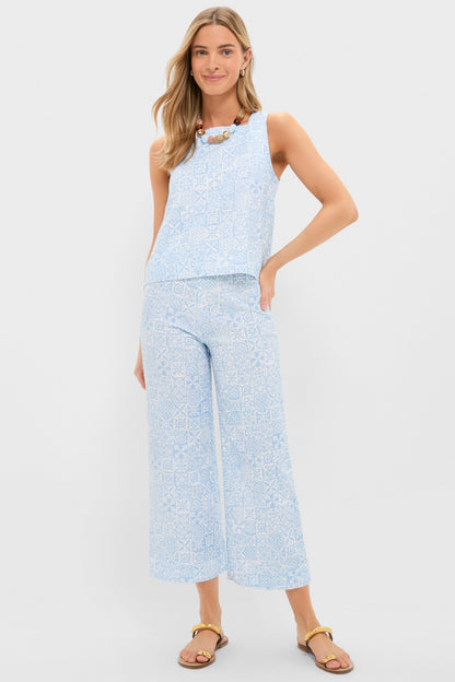Blue Checkerboard Shift Top