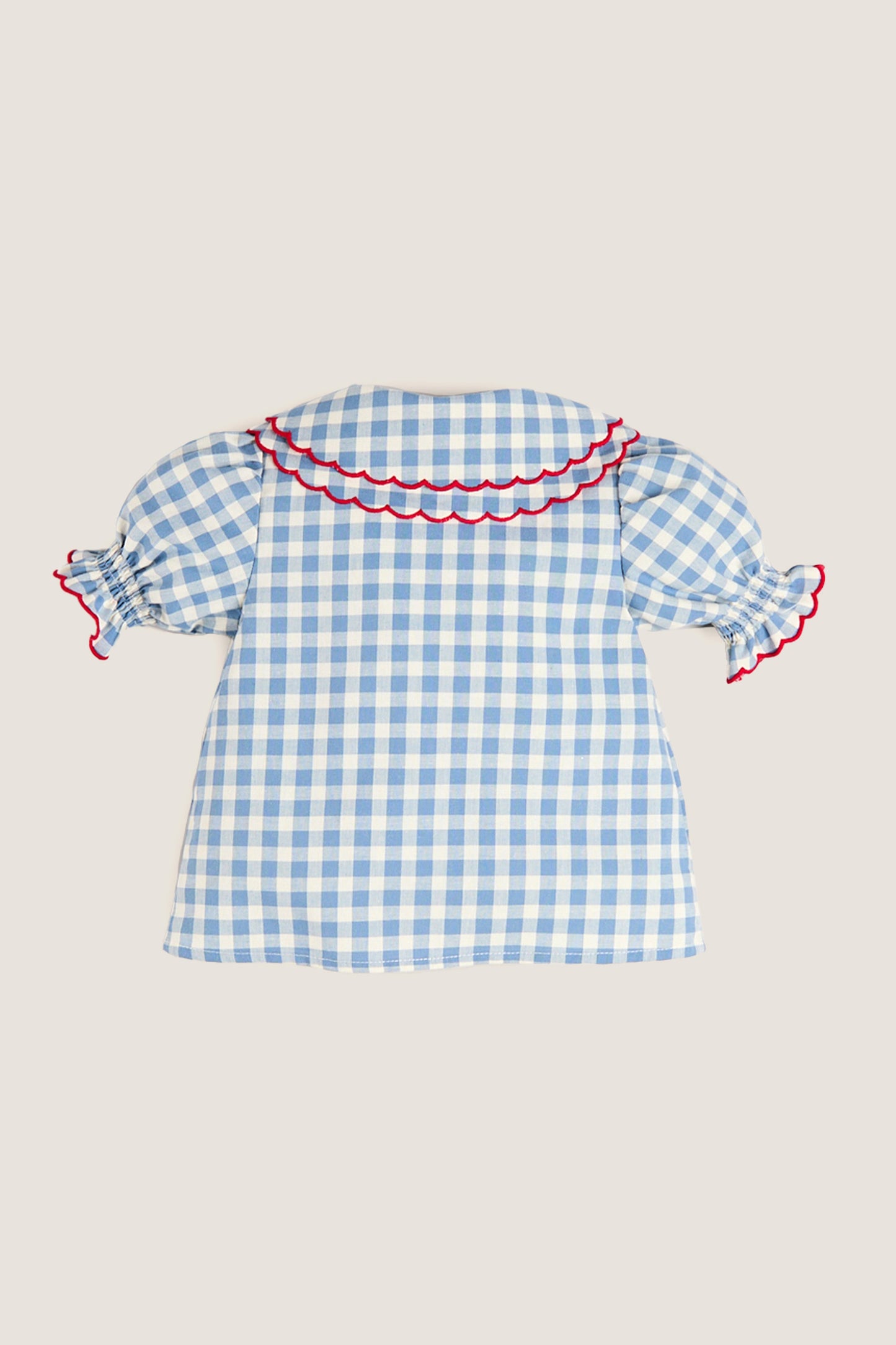 Blue Gingham Statement Collar Top