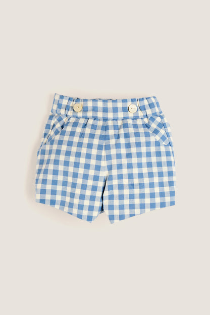 Blue Gingham Elasticated Shorts