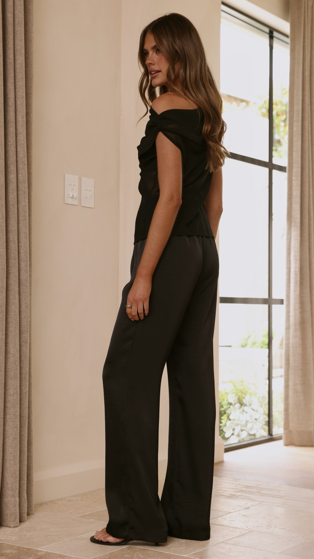 Zabella Sheer Off Shoulder Top - Black