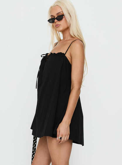 Loveless Strappy Babydoll Mini Dress Black