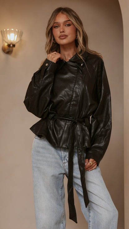 Marzia Tie Waist Jacket - Black