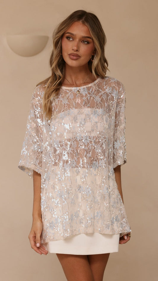 Kaia Sequin Top - Blue