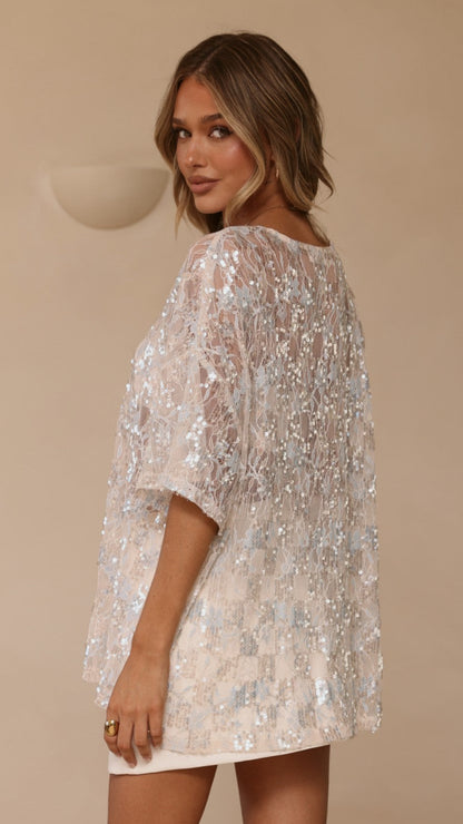 Kaia Sequin Top - Blue