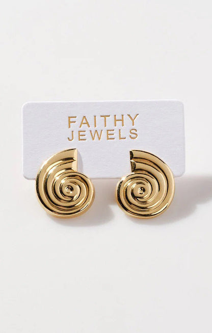 Faithy Jewels Sarah Shell Earrings ~ Gold