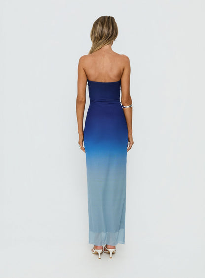 Stolen Love Strapless Maxi Dress Blue Ombre