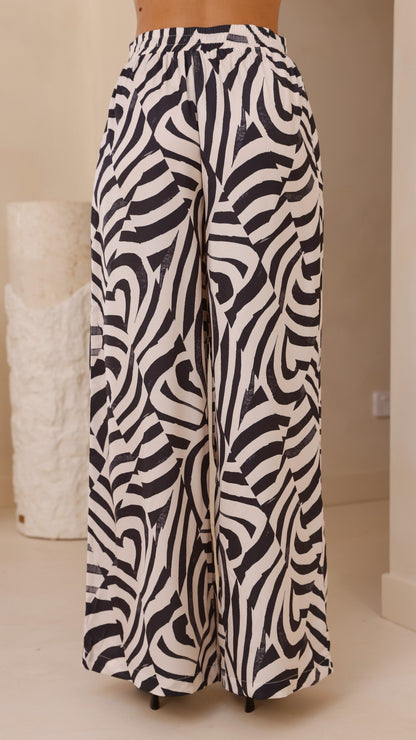 Eisley Pants - Black / Beige Geo Print