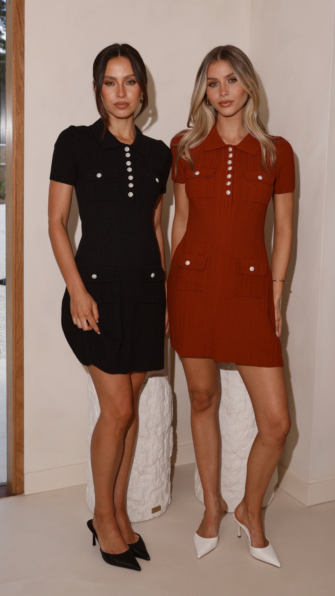 Taylah Collared Mini Dress - Maroon
