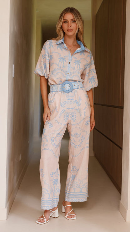 Xander Wide Leg Pants - Blue