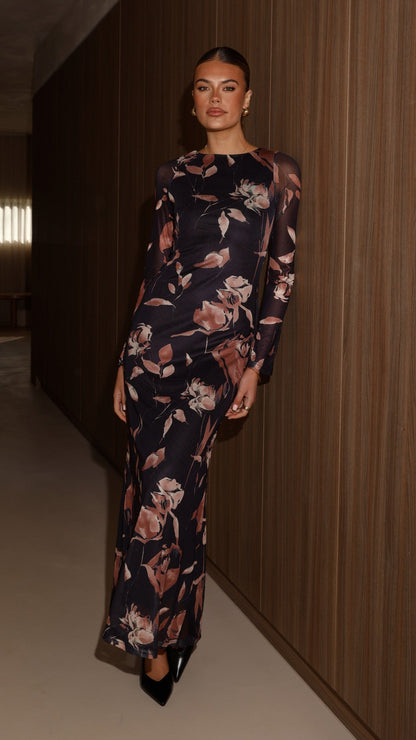 Koah Long Sleeve Maxi Dress - Flower Print